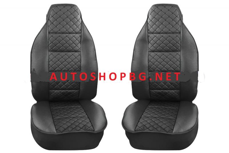 Калъфи за седалки/ МАСАЖОР кожа  ЧЕРНИ С ЧЕРЕН ШЕВ/ БЕЖОВ ШЕВ