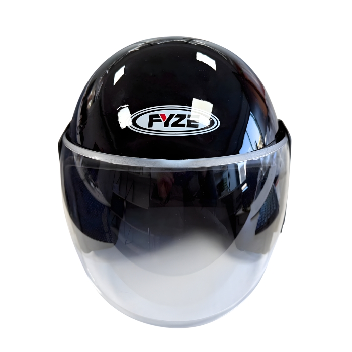 Каска за скутер черен гланц