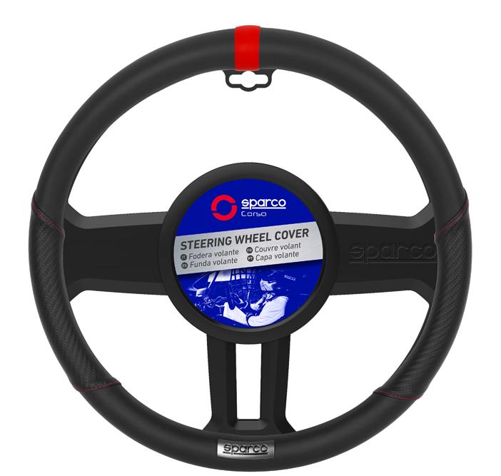 ИЗЧЕРПАН!Калъф за волан SPARCO черен с червено