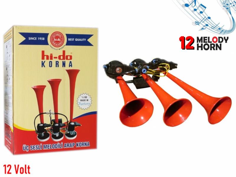 Музикална тромба клаксон HI-DO Baby Shark и още мелодии за бус ван автомобил 24V 125d Червена 
