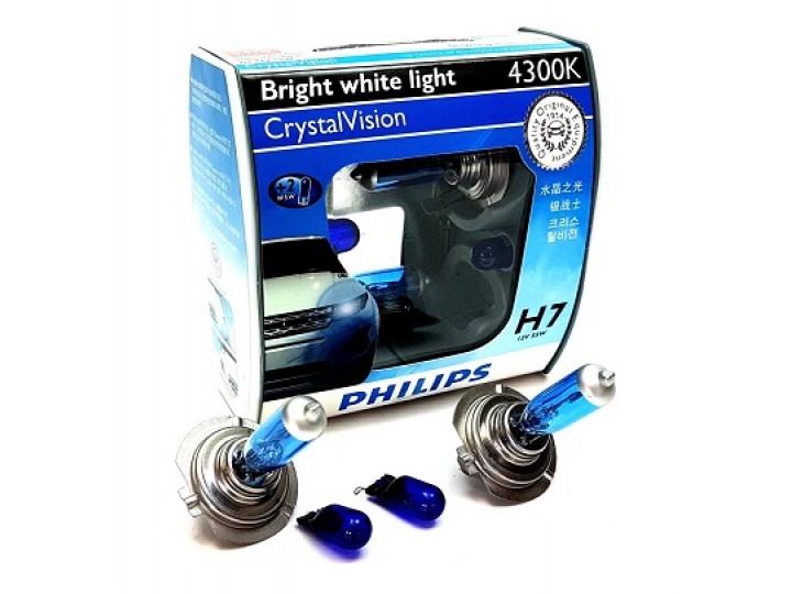H7 Philips 55W 12V 4300K Crystal / Крушки Филипс кристал Х7 и В5В 4300К 