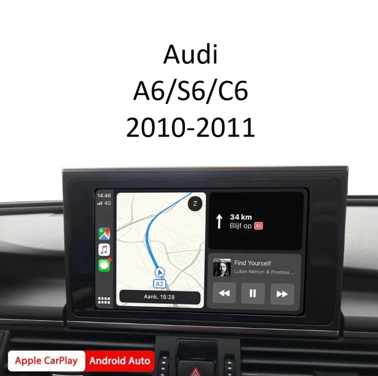 Wireless Apple CarPlay & Android Auto Интерфейс – Audi A6/S6/C6 2010-2011 - с фабрична навигация вградена в таблото