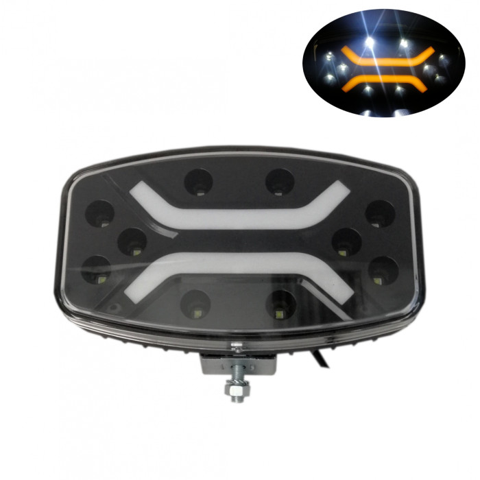 LED ЛЕД Високомощен диоден фар халоген лампа 12V - 24V бяло-жълто за АТВ джип камион трактор земеделски и селскостопански машини и др. 245 x 139 x 70