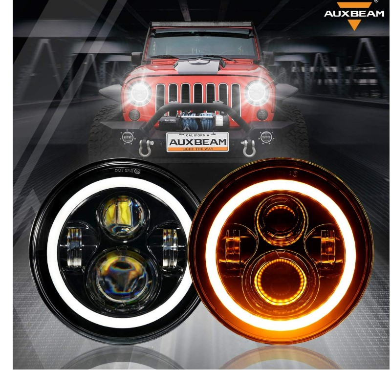 Комплект кръгли LED фарове 7 инча за вграждане 12V-Н4 