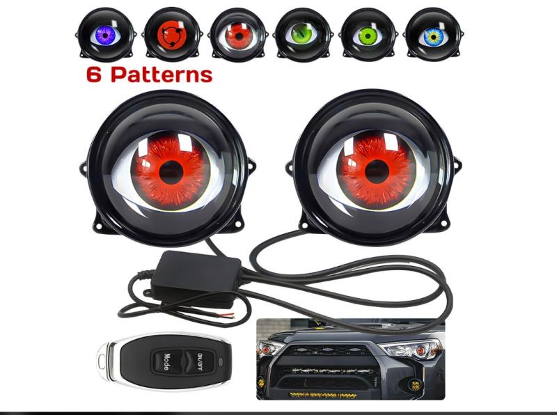 Комплект 3D LED фарове халогени дяволски очи Devil Eyes с лупи 
