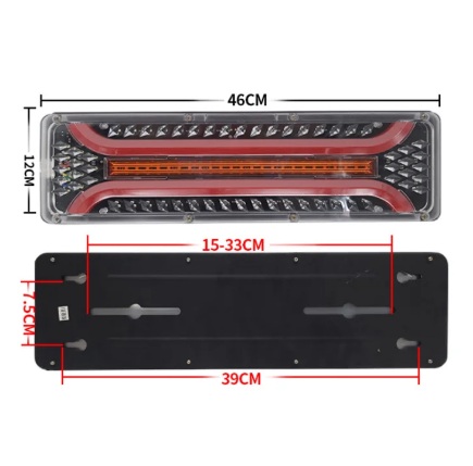 Комплект Мултифункционални Диодни LED Лед Стопове с Динамичен Мигач Неон Neon Ефект 46cm 12V/24V За Бус Камион Тир Ремарке Караванa и др.